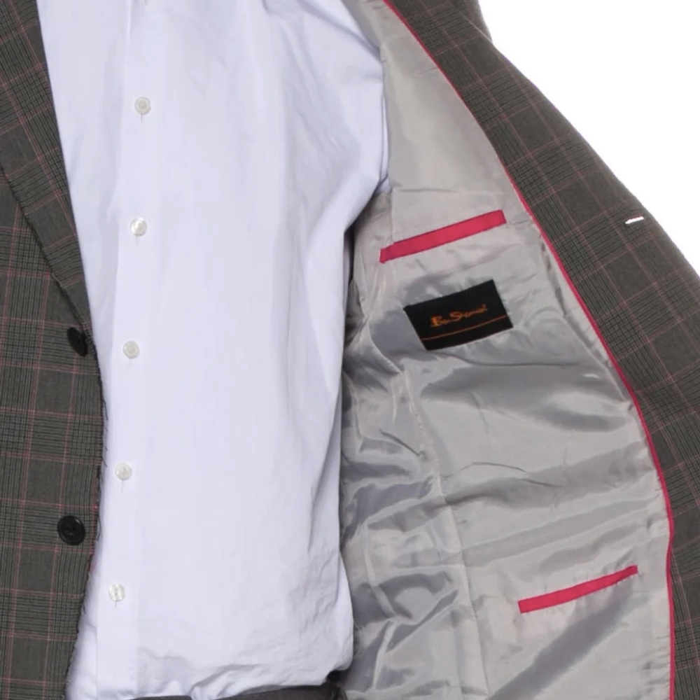 Ben Sherman Plaid Raw Edge Blazer - Picture 5 of 6